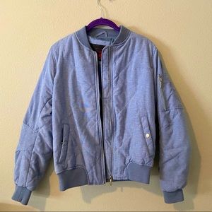 Yoki Jacket Coat Quilted Bomber Light Baby Blue Zip Pockets Winter Autumn Fall